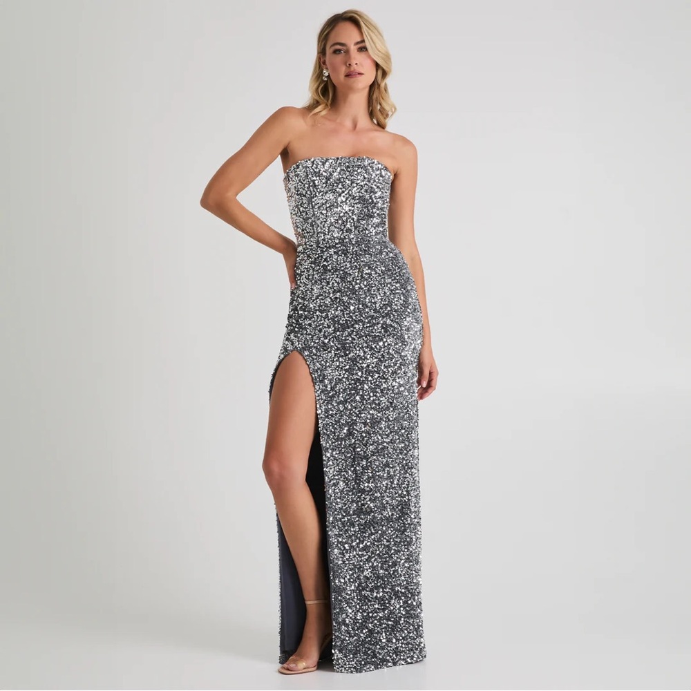 Helsi Lola Silver Sequin Evening Gown